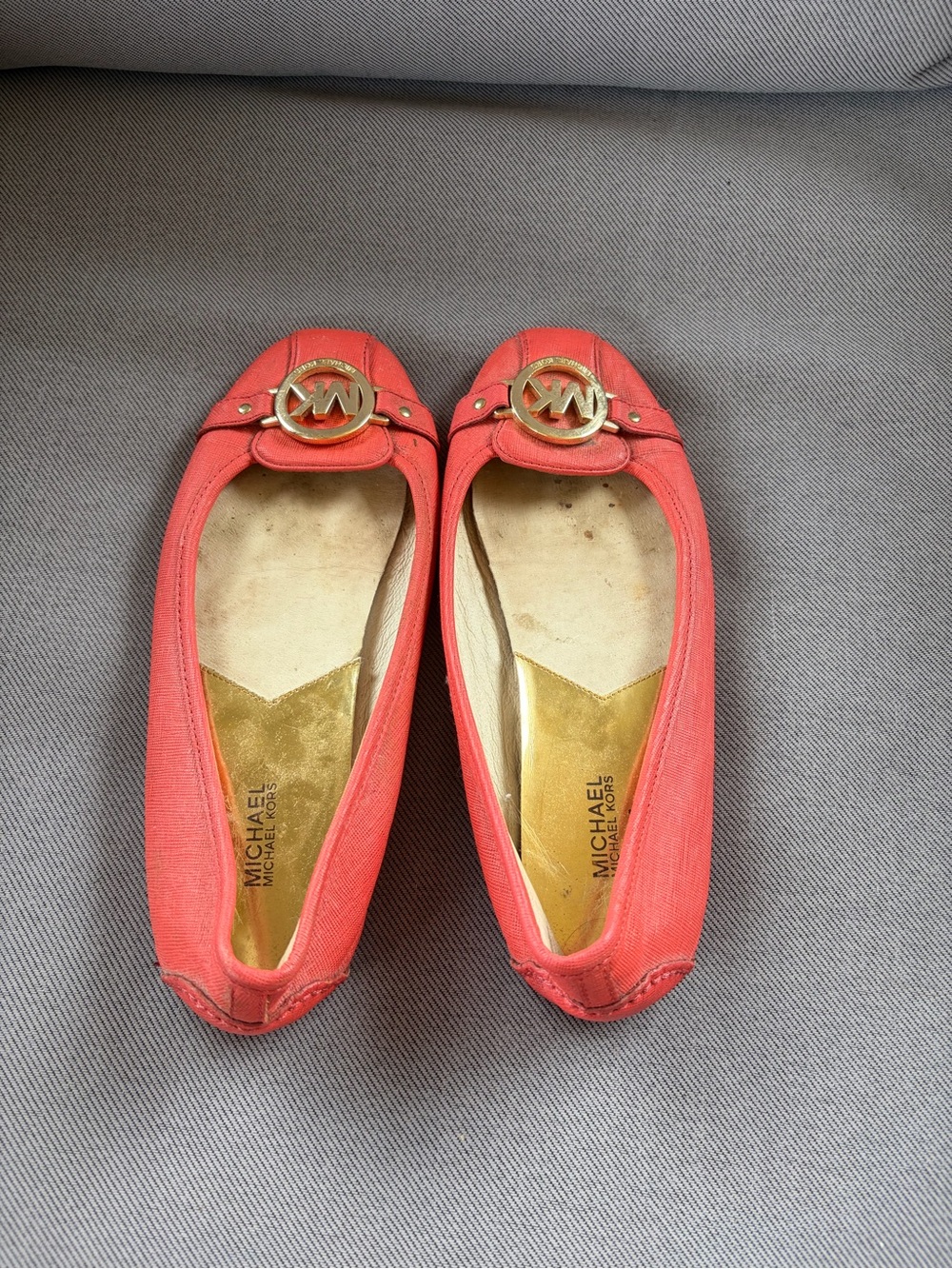 MICHAEL Michael Kors Coral Gold Logo Ballet Flats